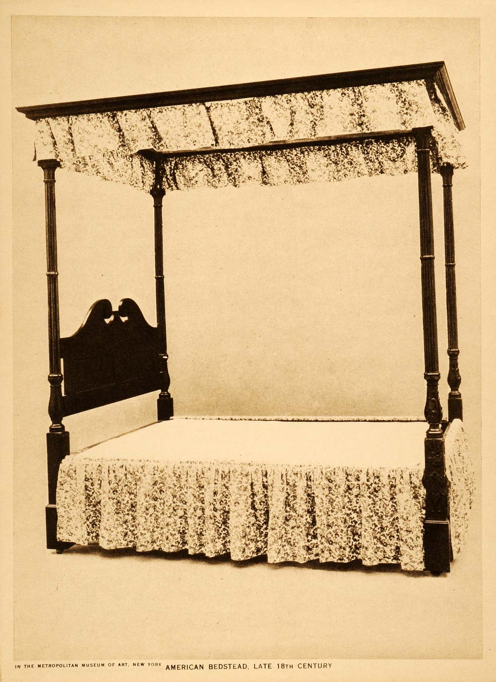 1916 Photogravure Antique Bed Four-Poster George Hepplewhite