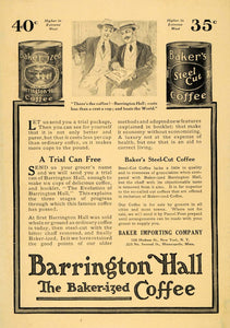 1915 Ad Barrington Hall Baker-ized Coffee Steel Cut Can - ORIGINAL TOM1