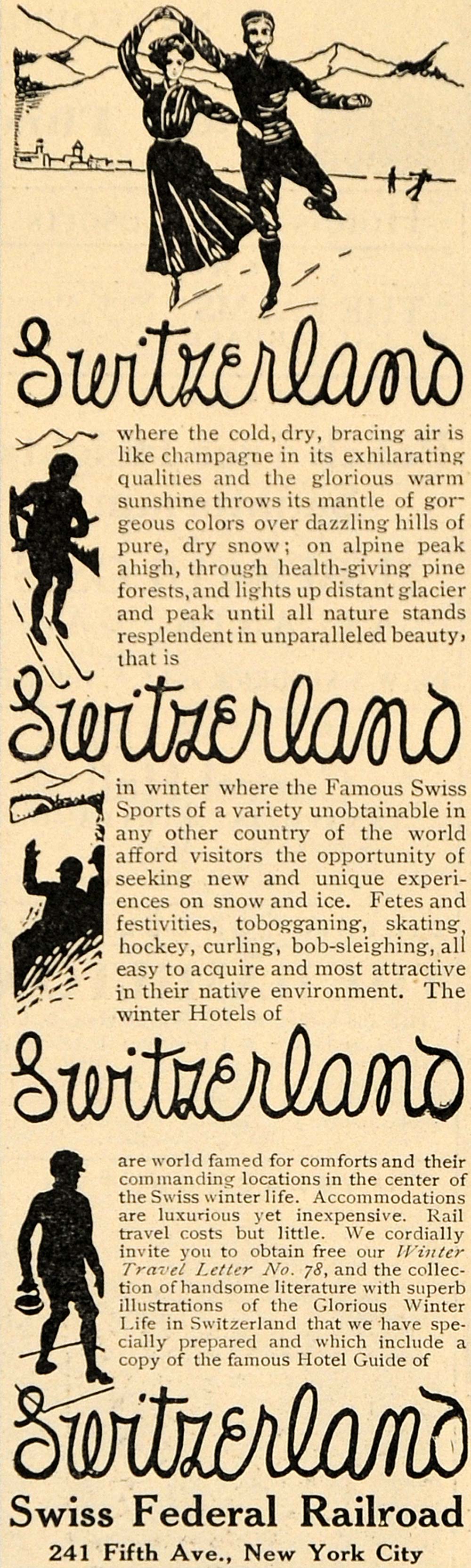 1910 Ad Swiss Federal Railroad European Switzerland - ORIGINAL ADVERTISING TOM1