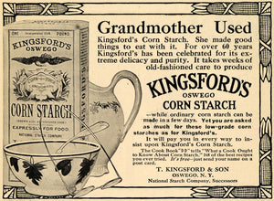 1910 Ad T Kingsford & Son Oswego Corn Starch Flour - ORIGINAL ADVERTISING TOM1