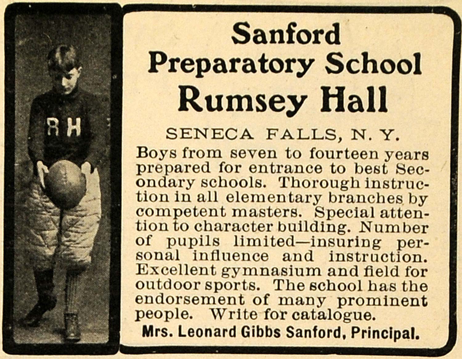 1902 Ad Sanford Preparatory School Rumsey Hall Boys - ORIGINAL ADVERTISING TOM1