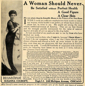 1911 Ad Health Figure Scientific Method Susanna Cocroft - ORIGINAL TOM1