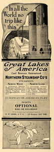 1907 Ad Great Lakes Northern Steamship Buffalo Duluth - ORIGINAL TOM2