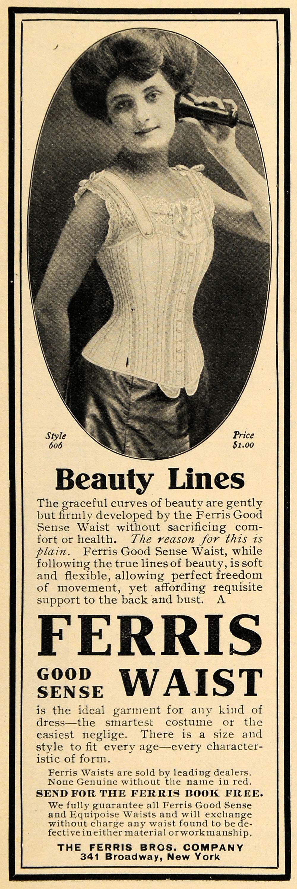 1906 Ad Fashion Corset Ferris Brothers Co Good Sense - ORIGINAL ADVERT –  Period Paper Historic Art LLC