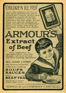 1900 Ad Armour & Co. Extract of Beef Soup Sauces Child - ORIGINAL TOM3