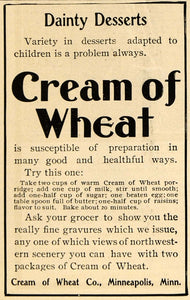 1900 Ad Cream of Wheat Co Dainty Dessert Food Minnesota - ORIGINAL TOM3