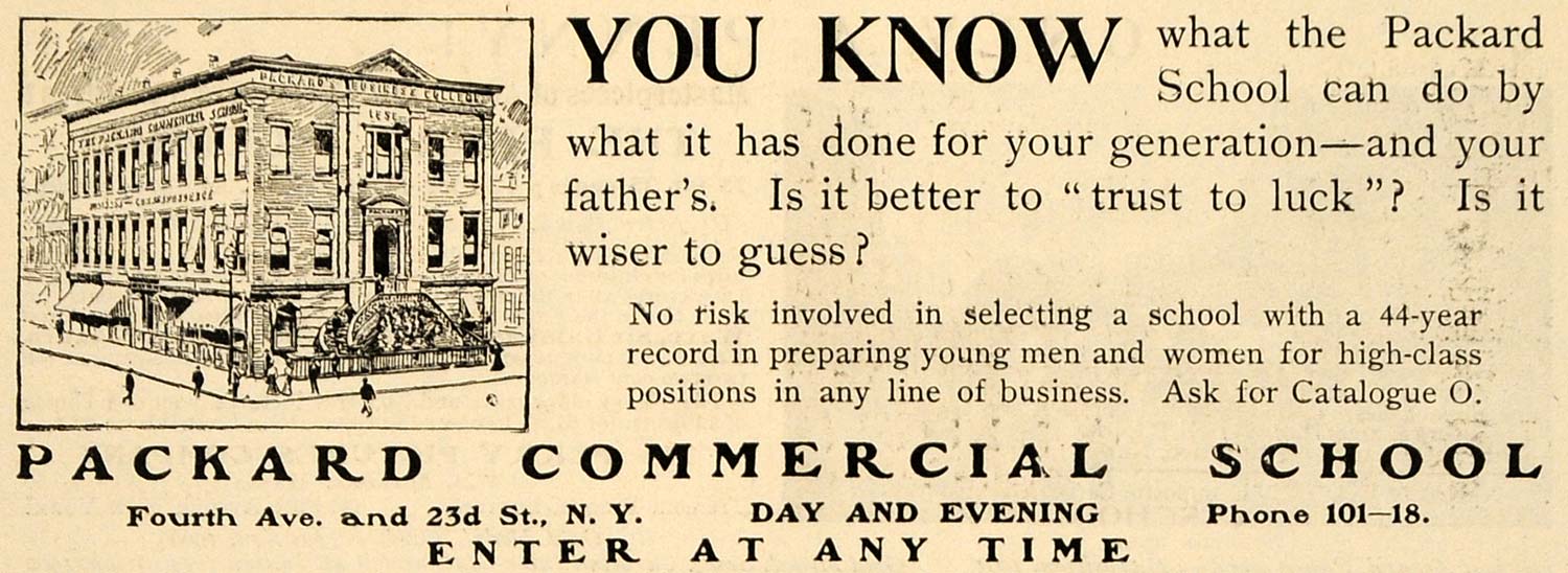 1902 Ad Packard Commercial School Campus Education - ORIGINAL ADVERTISING TOM3