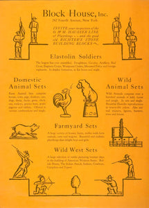 1926 Ad Block House Elastolin Soliders Farmyard Wild West Hausser 242 TOYS7