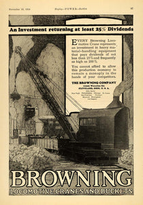 1924 Ad Browning Locomotive Cranes Buckets Cleveland - ORIGINAL ADVERTISING TPM1