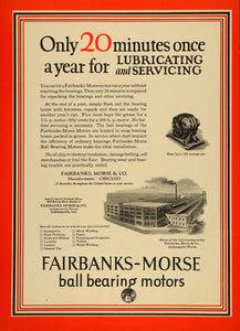 1925 Ad Fairbanks Morse & Co Ball Bearing Motor Chicago - ORIGINAL TPM1