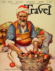 1928 Cover Travel Magazine Stamboul Fruit Vendor Merchant Man Istanbul TRV1