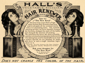 1907 Ad R P Halls Vegetable Sicilian Hair Renewers - ORIGINAL ADVERTISING TSM1