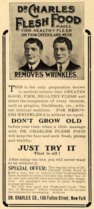 1907 Ad Dr Charles Company Flesh Food Removes Wrinkles - ORIGINAL TSM1