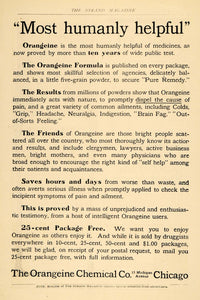 1907 Ad Orangeine Chemical Company Formula Aches Remedy - ORIGINAL TSM1