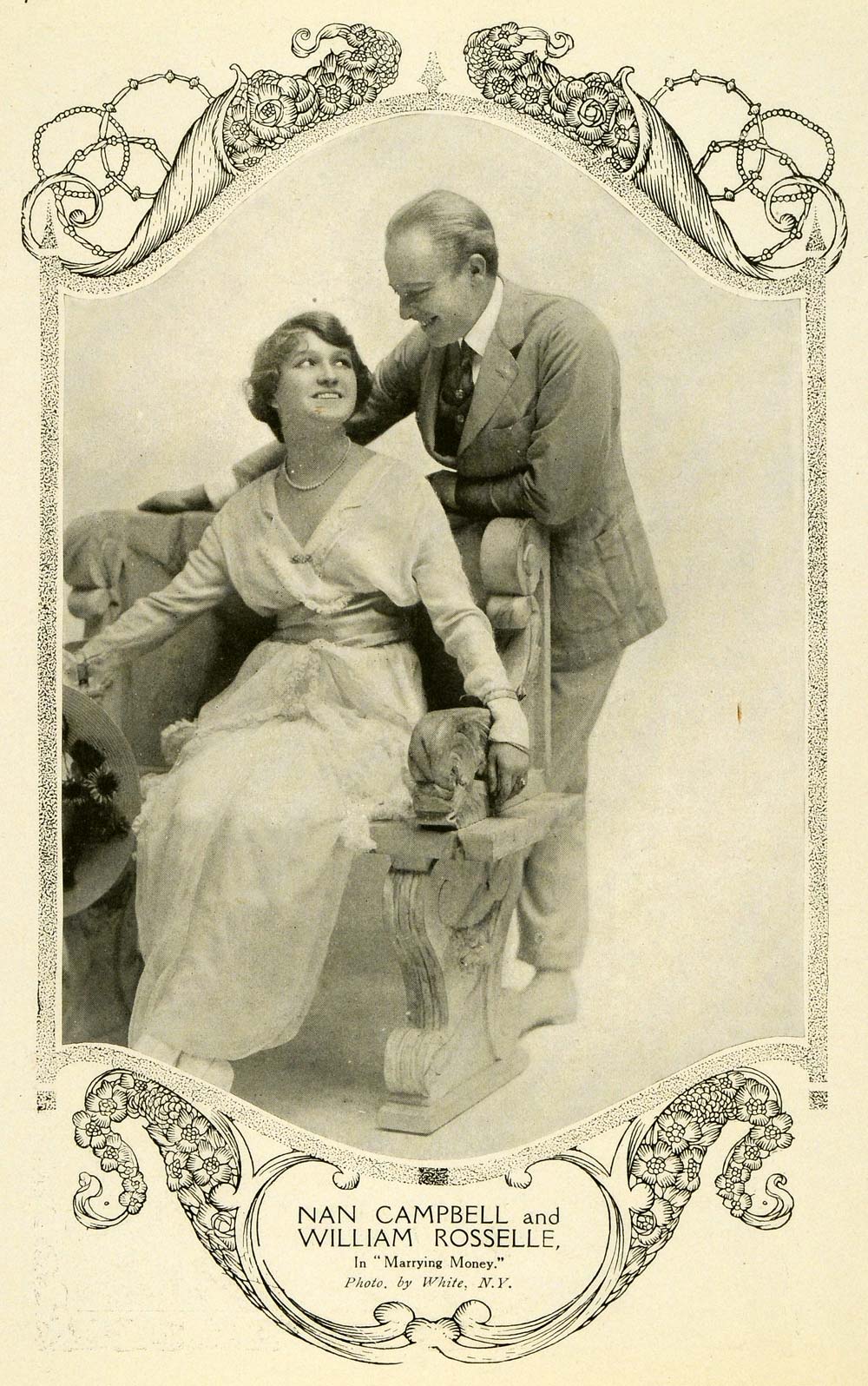 1914 Print Nan Campbell William Rosselle Portrait Marrying Money Silent TSM1