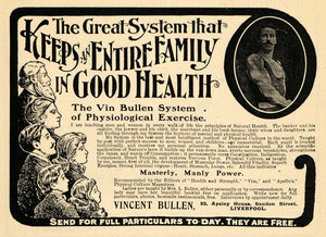 1904 Ad Vincent Bullen Physiological Exercise System - ORIGINAL ADVERTISING TSM2