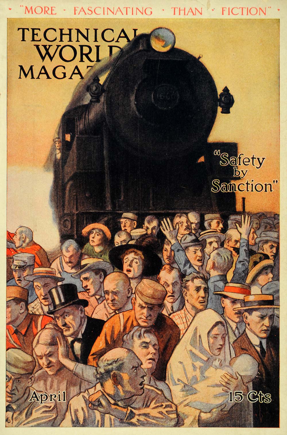 1913 Cover George Brahm Train Upset Crowd Tech World - ORIGINAL TW1