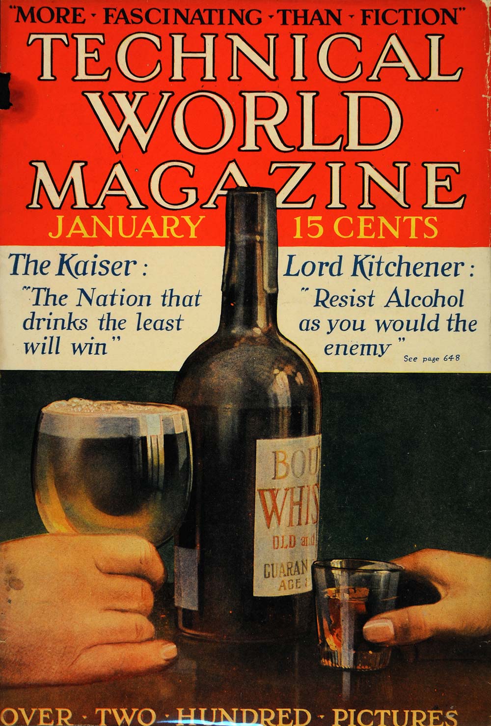 1915 Cover Technical World Drink Less Lord Kitchener - ORIGINAL TW1