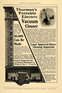 1909 Ad Thurman Portable Electric Vacuum House Cleaner - ORIGINAL TW3