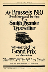 1910 Ad Smith Premier Typewriter Co. Writing Machine - ORIGINAL ADVERTISING TW3