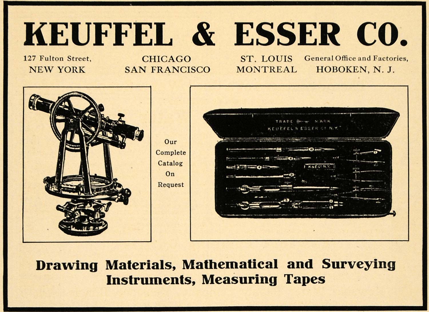 1909 Ad Keuffel & Esser Drawing Materials Instruments - ORIGINAL ADVERTISING TW3