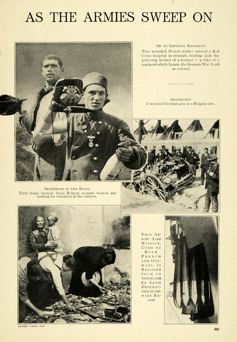 1914 Print World War I Destruction Belgian Peasants - ORIGINAL HISTORIC TW3