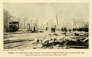 1905 Print Tornado Damages 1890 Warehouse Louisville KY ORIGINAL HISTORIC TW3