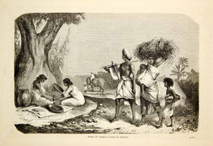 1876 Wood Engraving Hindu Castes India Men Woman Child Boy Costume Indian TWW1