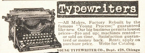 1916 Original Print Ad Rebuilt Typewriter Young Process - ORIGINAL ADVERTISING