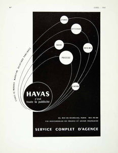 1958 Ad HAVAS French Advertising Agency Fifties 62 Rue de Richelieu Paris VEN1