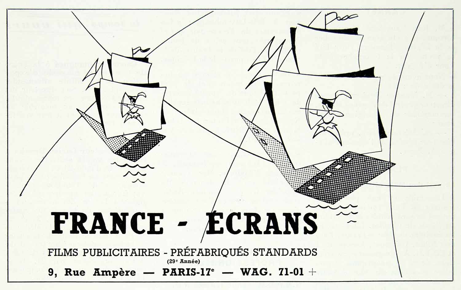 1958 Ad France-Ecrans Ship Reel Screen Commercial Advertising French Rue VEN1