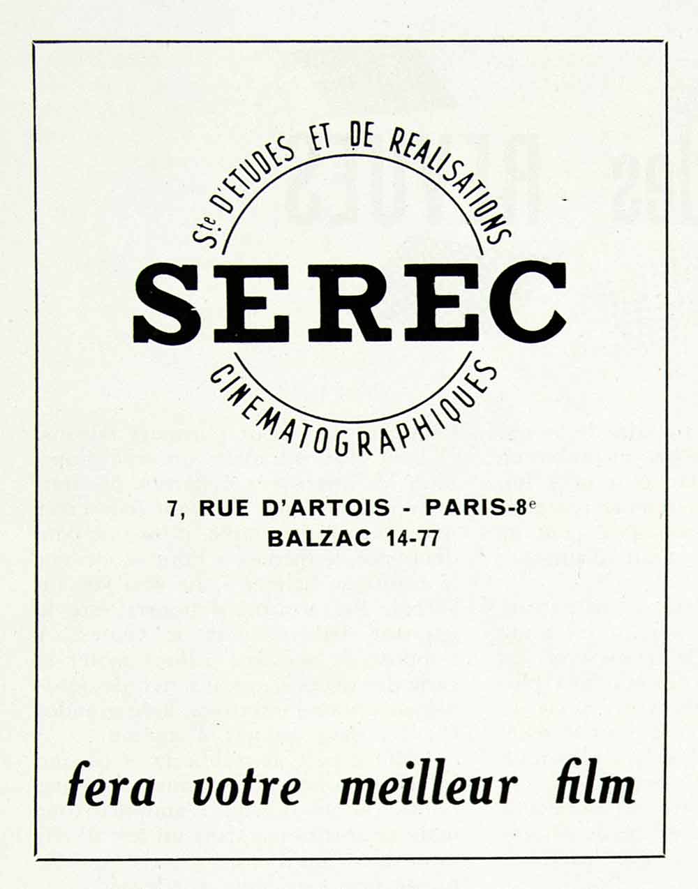 1957 Ad Serec 7 D'Artois French Commercial Advertising Cinematographer VEN1