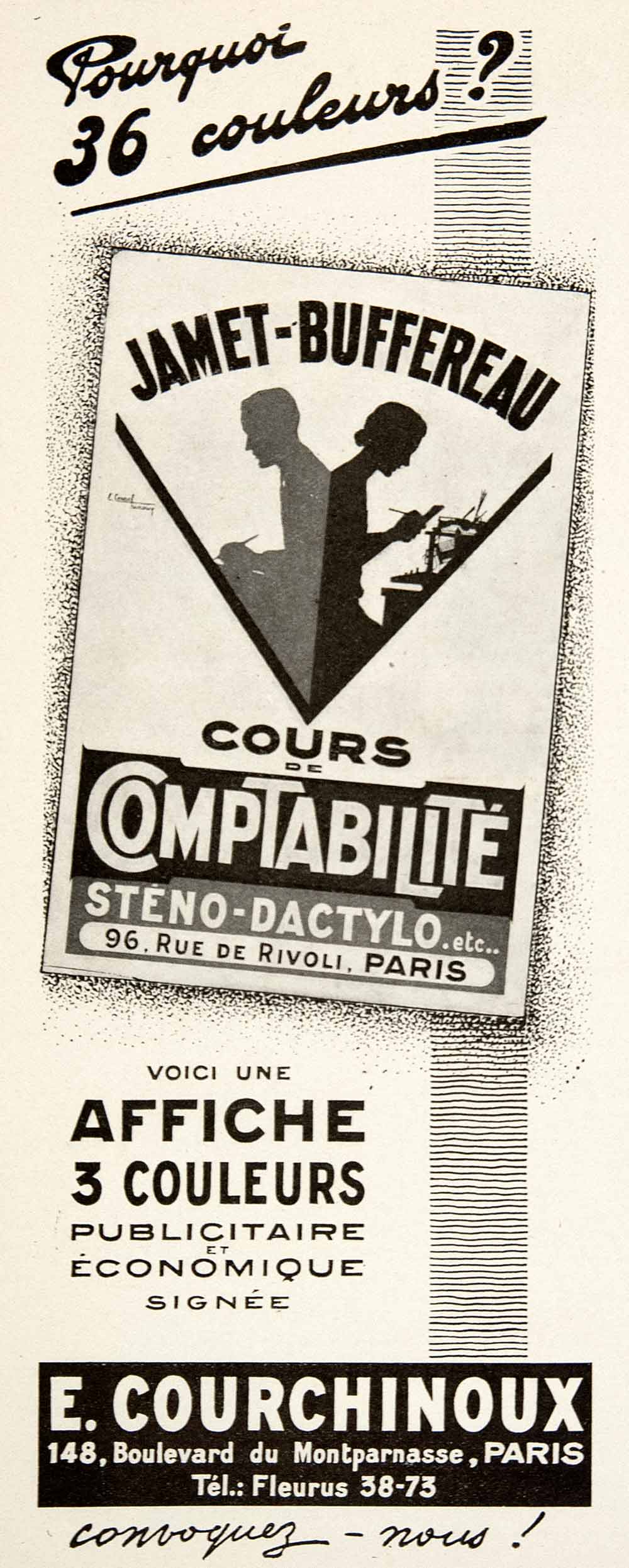 1926 Ad E Courchinoux Advertising Graphic Designer 148 Boulevard VEN4