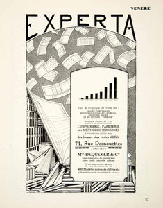 1926 Ad Dequeker Experta Art Deco Ledger Stationary Paper 71 Rue VEN4