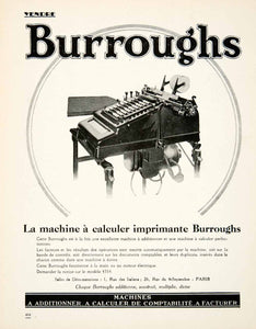 1926 Ad Burroughs Calculating Machine 1 Rue Italiens Paris Accounting VEN4