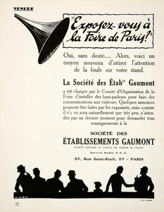 1926 Ad Gaumont Loudspeakers 57 Rue Saint-Roch Paris Public Announcement VEN4