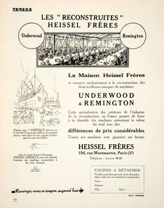 1926 Ad Underwood Remington Heissel Freres 156 Rue Montmartre Paris VEN4