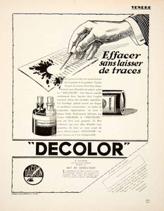 1926 Ad Decolor Dagron Ink Eraser 154 Faubourg Saint-Denis Paris Office VEN4