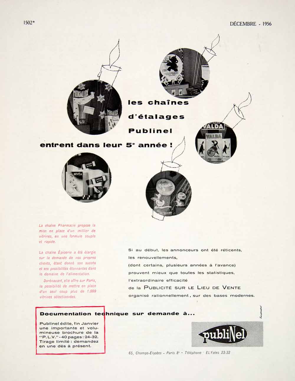 1956 Ad Publinel Advertising French Displays Vintage Agency Firm Niveao VEN6