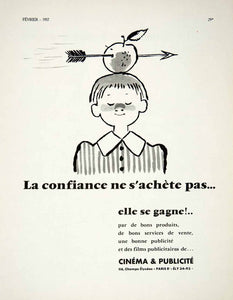 1957 Ad Cinema Publicite 116 Champs-Elysees Paris William Tell Arrow VEN7