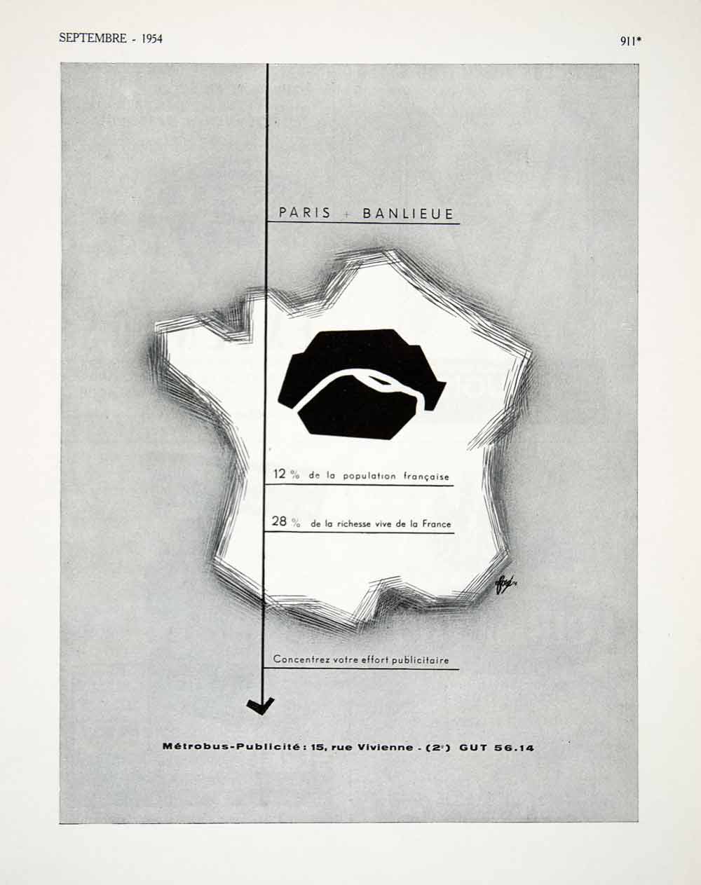 1954 Ad Metrobus Publicite 15 Rue Vivienne French Advertising Agency VEN8