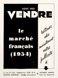 1953 Ad Vendre 6 Rue De L'Isly Paris Jacques Aroud Advertising French VEN8