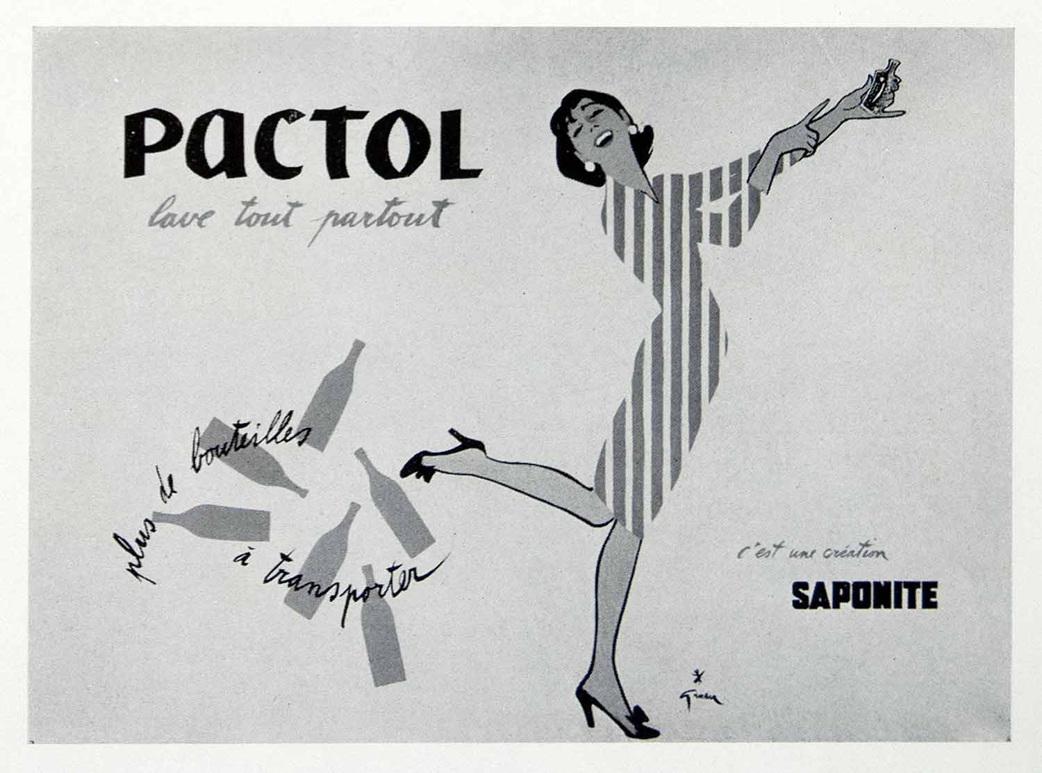 1954 Print Pactol Gruau Saponite Detergent French Advertising Woman VEN8