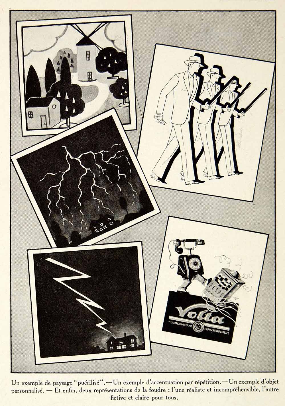 1927 Print Design Lightning Landscape Figure Personification French Man VENA3