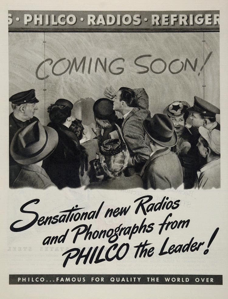 1945 Ad Philco Radios Phonographs WWII Postwar Products - ORIGINAL WWII