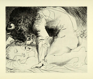 1956 Print Pablo Picasso Minotaur Sleeping Girl Nude Mythological Erotic Art