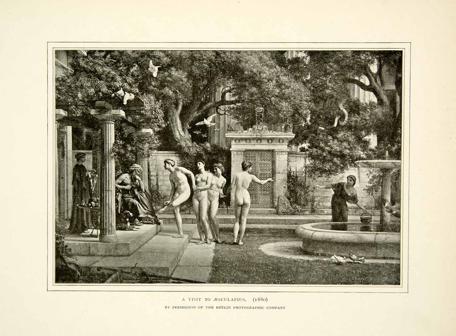 1899 Print Visit Aeculapius Nude Women Edward Poynter Art Greek God Venus XABA4