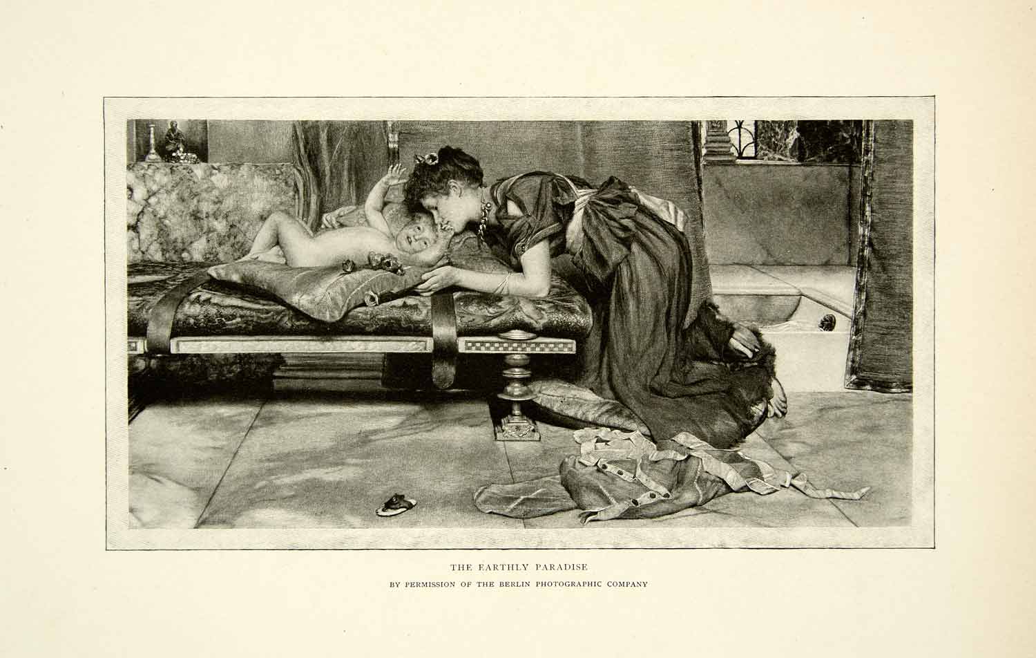 1899 Print Earthly Paradise Lawrence Alma Tadema Mother Infant Nude Art XABA4