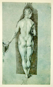 1954 Rotogravure Albrecht Durer Standing Nude Woman Back Buttocks Figure XABA5