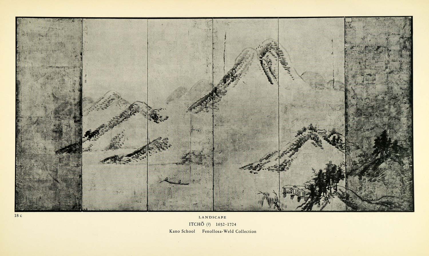 1938 Print Landscape Japanese Art Mountain Village Itcho Fenollosa Weld XAC1